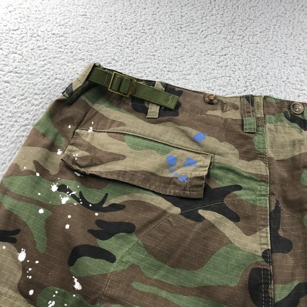 Mnml Pant Men 38x36 Green Cargo Bootcut Flare Paint Splatter Military Stacked